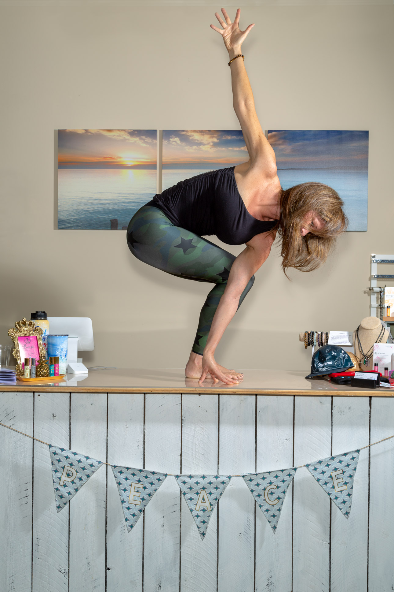Kathy Petrin Stretching at YogaRoc