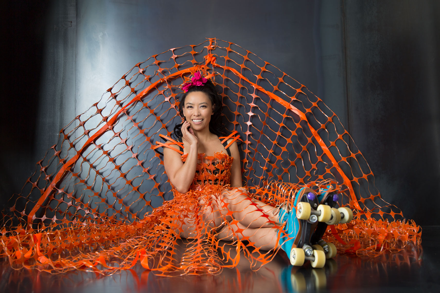 Nicole_Wong Orange Fence Dress